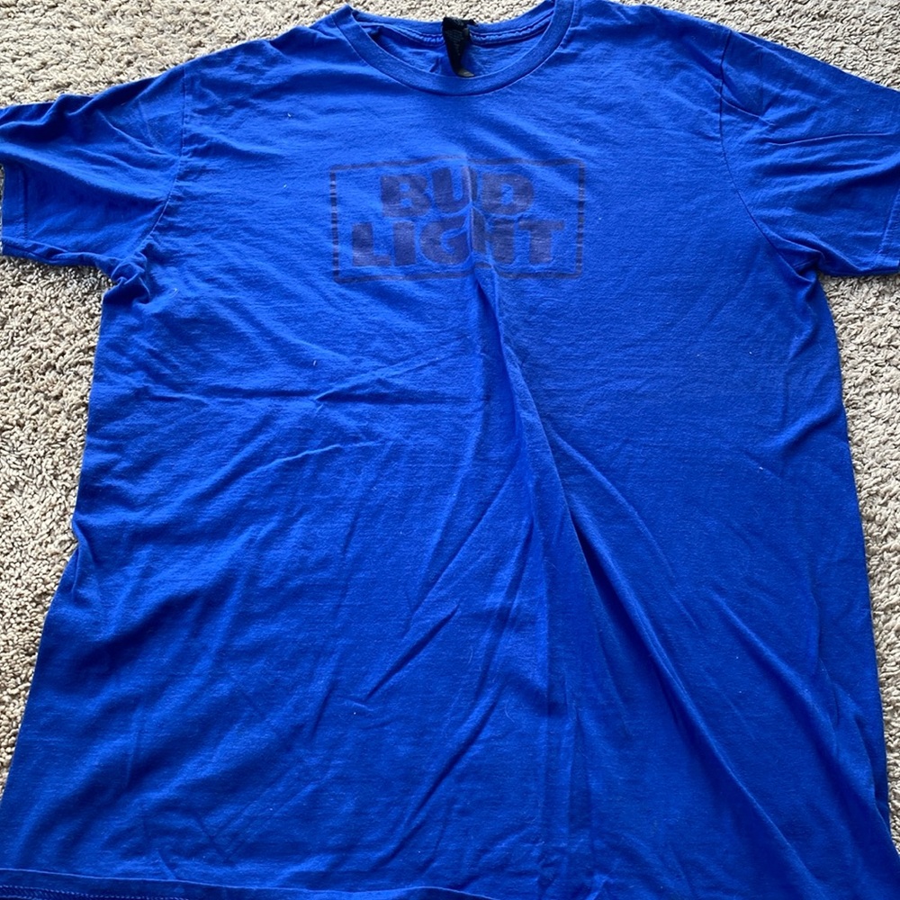 large blue Bud Light t-shirt